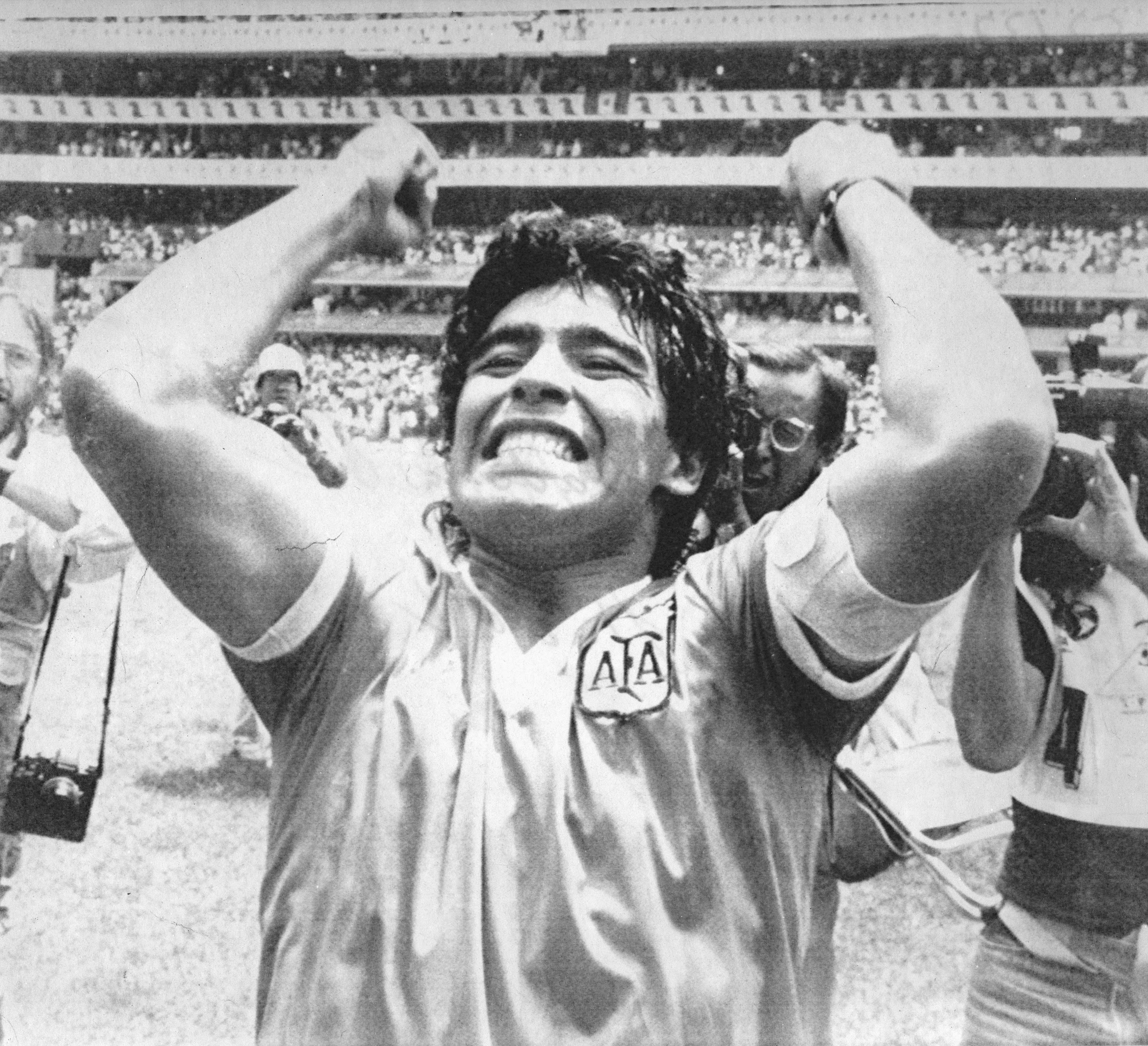 Diego Maradona - retrato celebrando