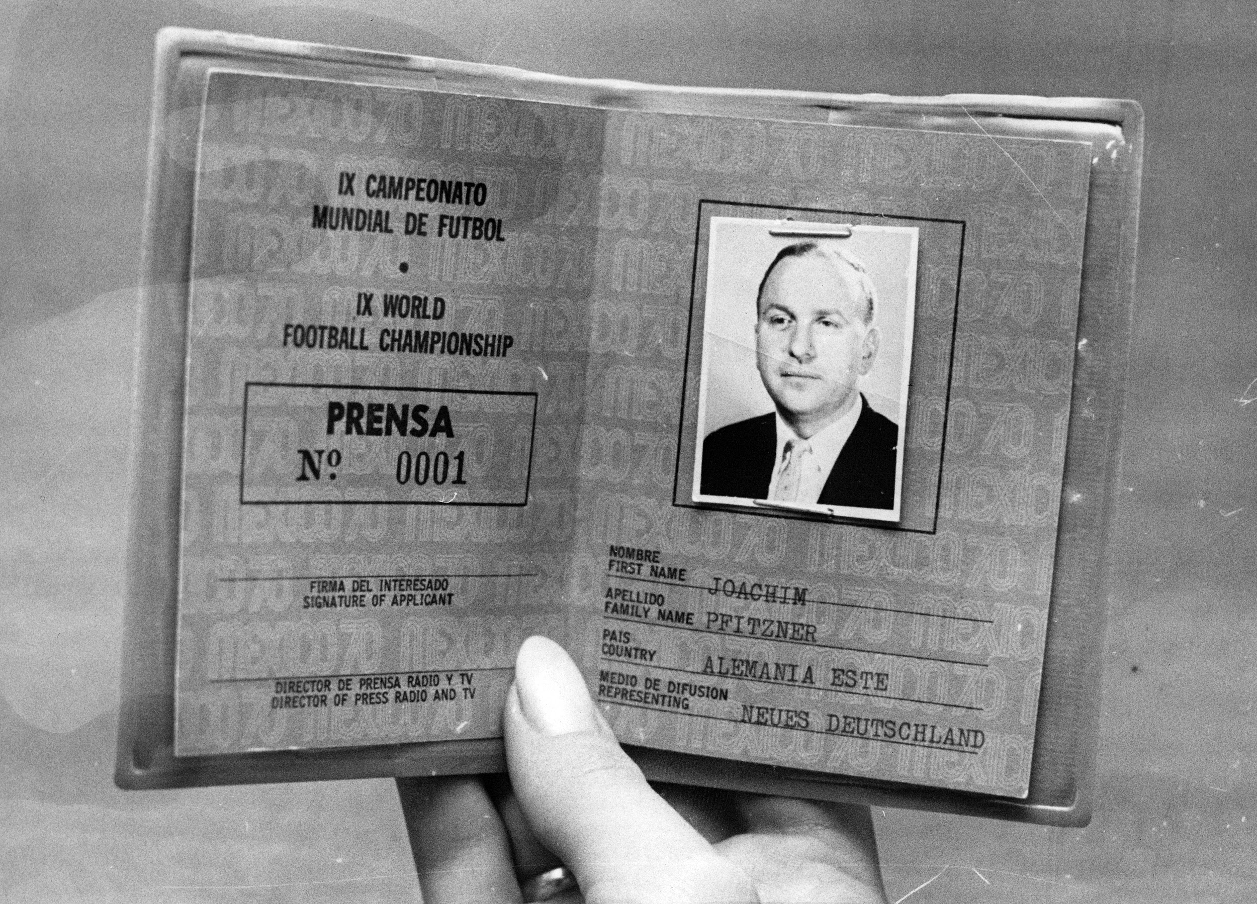 México 1970 - Acreditación Joachim Pfitzner de Alemania del Este, Comité organizador